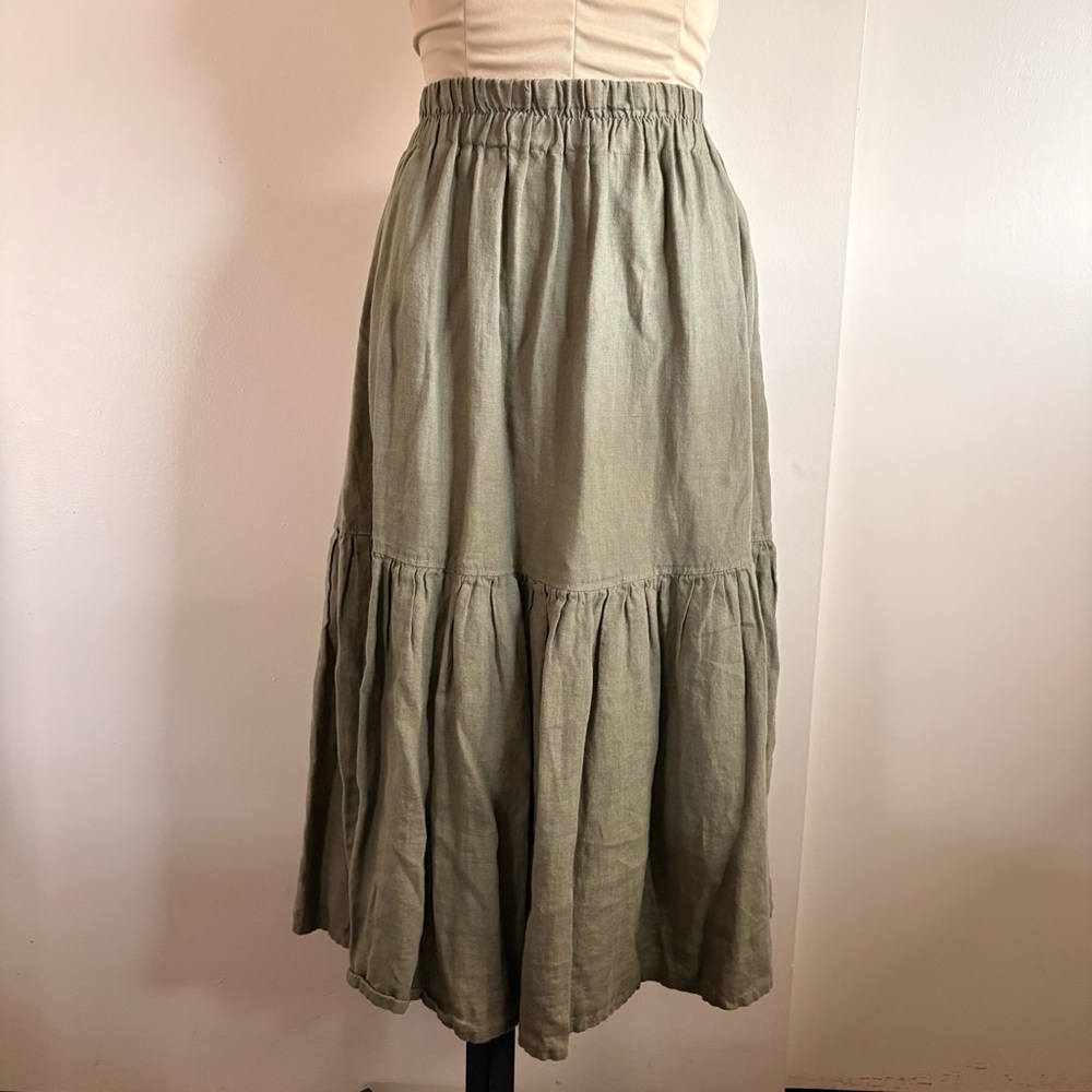 Not Perfect Linen Olive Green Women's Maxi Skirt